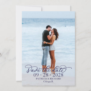 Convite Caligrafia Chic Foto Save The Date