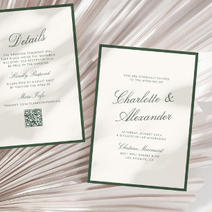 Convite Caligrafia Clássica Casamento Dinheiro Antigo Sage