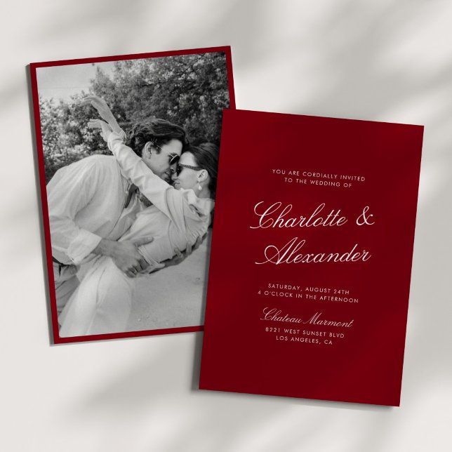 Convite Caligrafia Clássica Casamento Dinheiro Antigo Verm (Criador carregado)