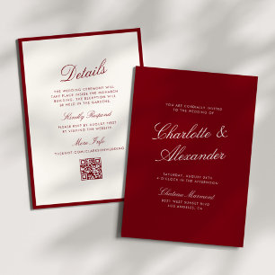 Convite Caligrafia Clássica Casamento Dinheiro Antigo Verm