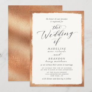 Convite Caligrafia com Casamento de Outono de Luxo com Bor