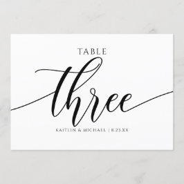 Convite Caligrafia com Números de Tabela de Casamento Mode