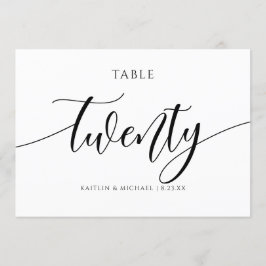 Convite Caligrafia com Números de Tabela de Casamento Mode