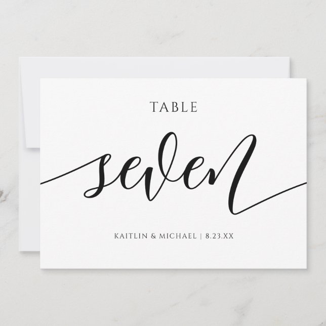 Convite Caligrafia com Números de Tabela de Casamento Mode (Frente)