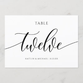Convite Caligrafia com Números de Tabela de Casamento Mode