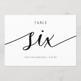 Convite Caligrafia com Números de Tabela de Casamento Mode