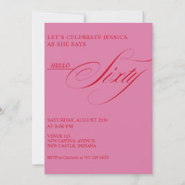 Convite Caligrafia de 60º Aniversário Moderna e Elegante