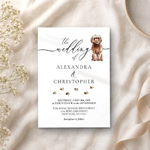 Convite Caligrafia de Casamento Brown Cavapoo