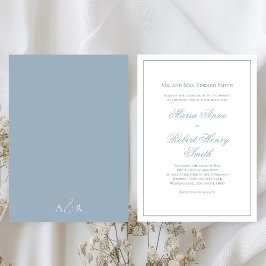Convite Caligrafia de Casamento Elegante - Script Dusty Bl
