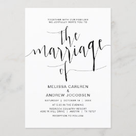 Convite Caligrafia de Casamento, Simple Black Script, Casa