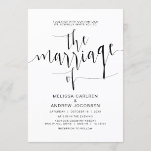 Convite Caligrafia de Casamento, Simple Black Script, Casa