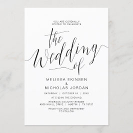 Convite Caligrafia de Casamento, Simples Casual Preto
