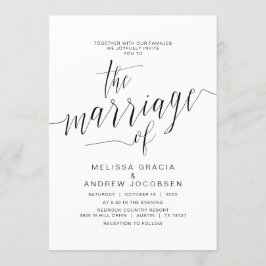 Convite Caligrafia de Casamento, Simples Script Preto, Cas