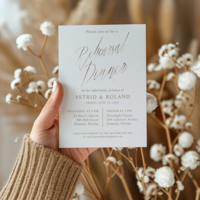 Convite Caligrafia de Folha de Ouro Faux Janto de Ensaio C (Criador carregado)