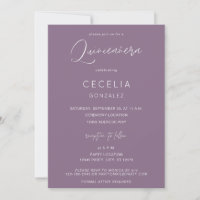 Caligrafia de MOD Roxo de ameixa Quinceanera e Cer