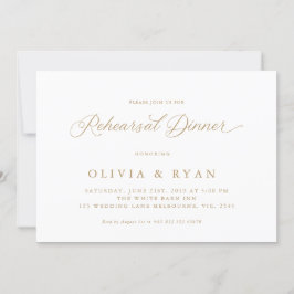 Convite Caligrafia de Script Moderno Elegante Dourada