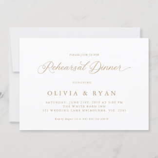 Convite Caligrafia de Script Moderno Elegante Dourada