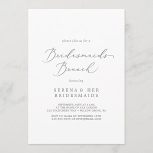 Convite Caligrafia de Silver Calligraphy Bridesmaids Brunc