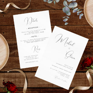 Convite Caligrafia Delicada Código QR Minimalista Tudo em 