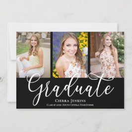 Convite Caligrafia divertida Festa de formatura preta de f