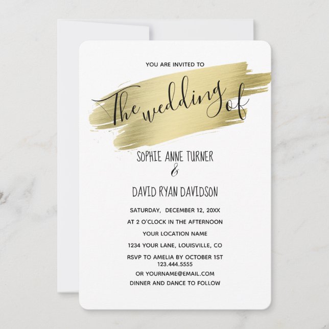 Convite Caligrafia, Dourada caligrafia (Frente)