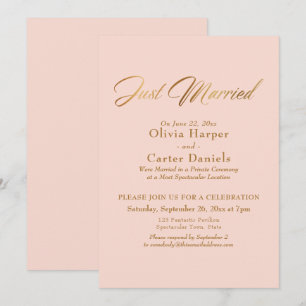 Convite Caligrafia Dourada Casamento Recém-Casados Recepçã