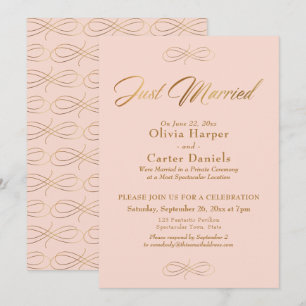 Convite Caligrafia Dourada Casamento Recém-Casados Recepçã