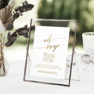 Convite Caligrafia Dourada Elegante - Sinal de Mesa Snap