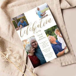 Convite Caligrafia Dourada Foto da Celebração Cruzada da V