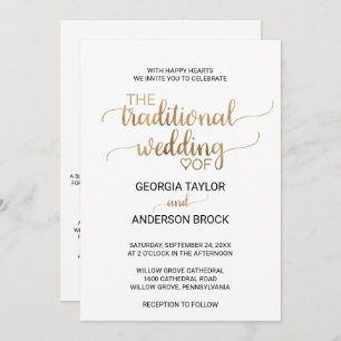 Convite Caligrafia Dourada simples