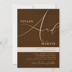 Convite Caligrafia "E" Casamento de Espresso Brown