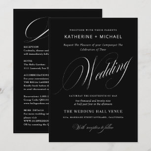 Convite Caligrafia e Detalhes do Script Romântico Casament