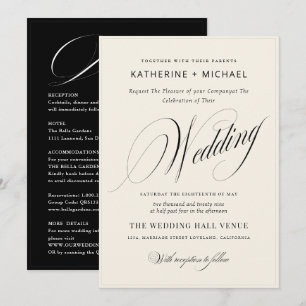 Convite Caligrafia e Detalhes do Script Romântico Casament