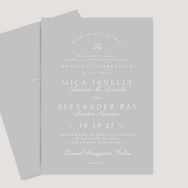 Convite Caligrafia Elegante | Casamento de Cinzas leves (Criador carregado)