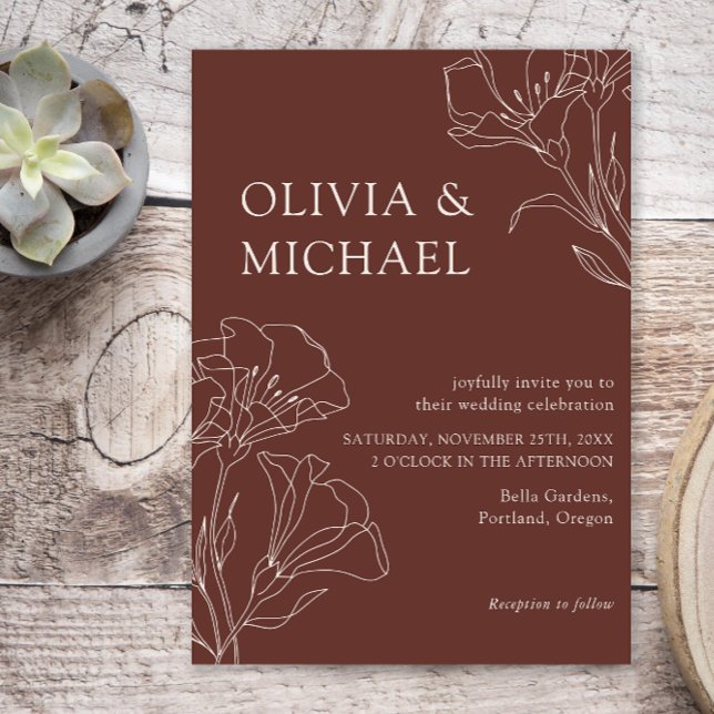 Convite Caligrafia Elegante Casamento Minimalista Simples (Criador carregado)