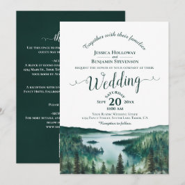 Convite Caligrafia Elegante Código QR Lago Tahoe Casamento