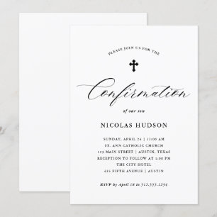 Convite Caligrafia Elegante  Confirmação Neutra de Gêne