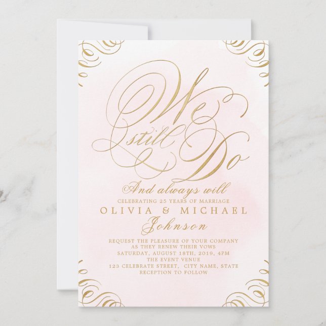 Convite Caligrafia elegante de ouro, AINDA O FAZEMOS (Frente)