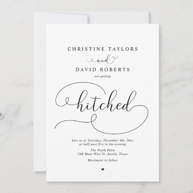 Convite Caligrafia Elegante, Enganando-Se (Frente)