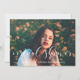 Convite Caligrafia elegante Foto do chá de panela virtual