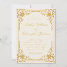 Caligrafia Elegante Marfim e Dourado Casamento Vin