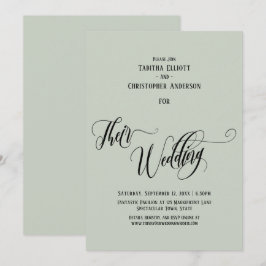 Convite Caligrafia Elegante Seu Casamento Simples Sage