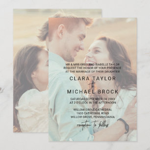 Convite  Caligrafia  Fade Foto Formal Casamento