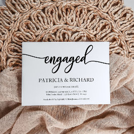 Convite Caligrafia festa de noivado Preta E Branca