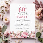 Convite Caligrafia Floral do Jardim Rosa 60º Aniversário<br><div class="desc">Celebre em estilo com um convite de 60 anos para a caligrafia floral do jardim, perfeito para um evento de marco. Com designs florais vibrantes e caligrafia elegante, este convite dá um tom caprichoso mas sofisticado para a sua celebração. O tema do jardim exuberante combina beleza natural com uma tipografia...</div>