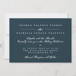 Convite Caligrafia Formal da Marinha Casamento Elegante