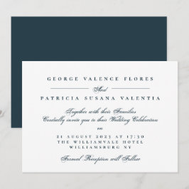 Convite Caligrafia Formal Elegante para Casamento Naval