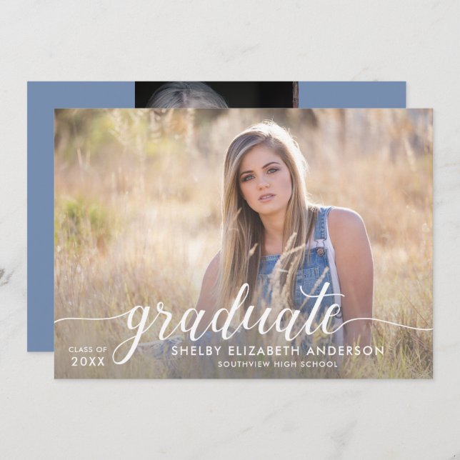 Convite Caligrafia formando | 2 Graduação de Fotografias (Frente/Verso)