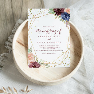 Convite Caligrafia Geométrica Dourada De Literatura