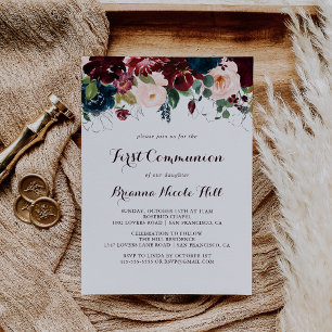 Convite Caligrafia Ilustrada com Aquarela Primeira Comunh